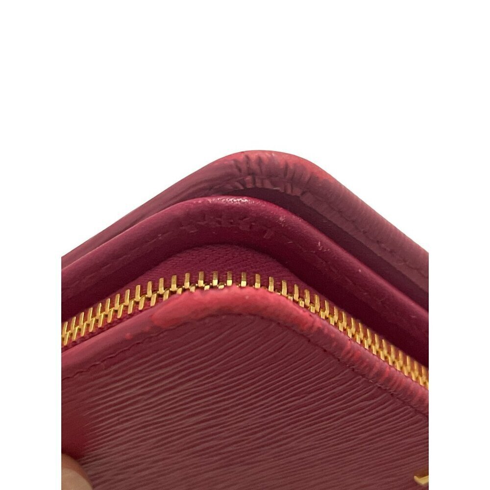 Prada Red Epi Leather Compact Wallet With Gold-Tone Zip & Snap Closure - Picture 10 of 11